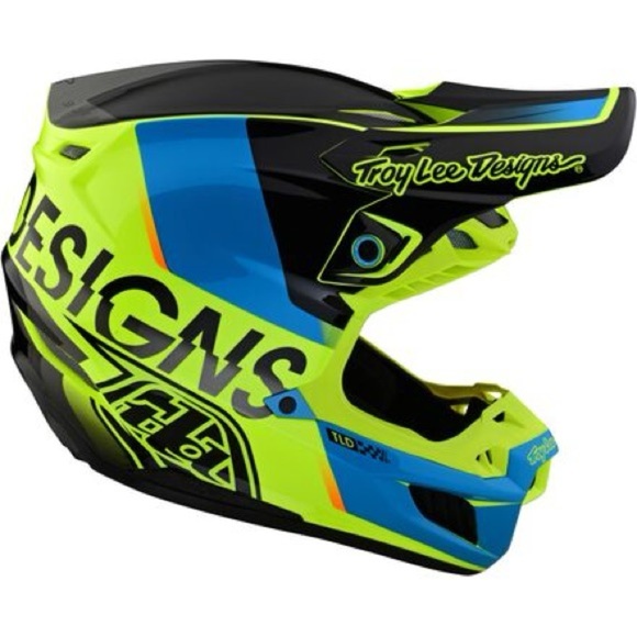 New Troy Lee Designs SE5 Motocross / Dirt Bike Helmet, Blue / Hi-Vis Yellow L - Picture 2 of 6